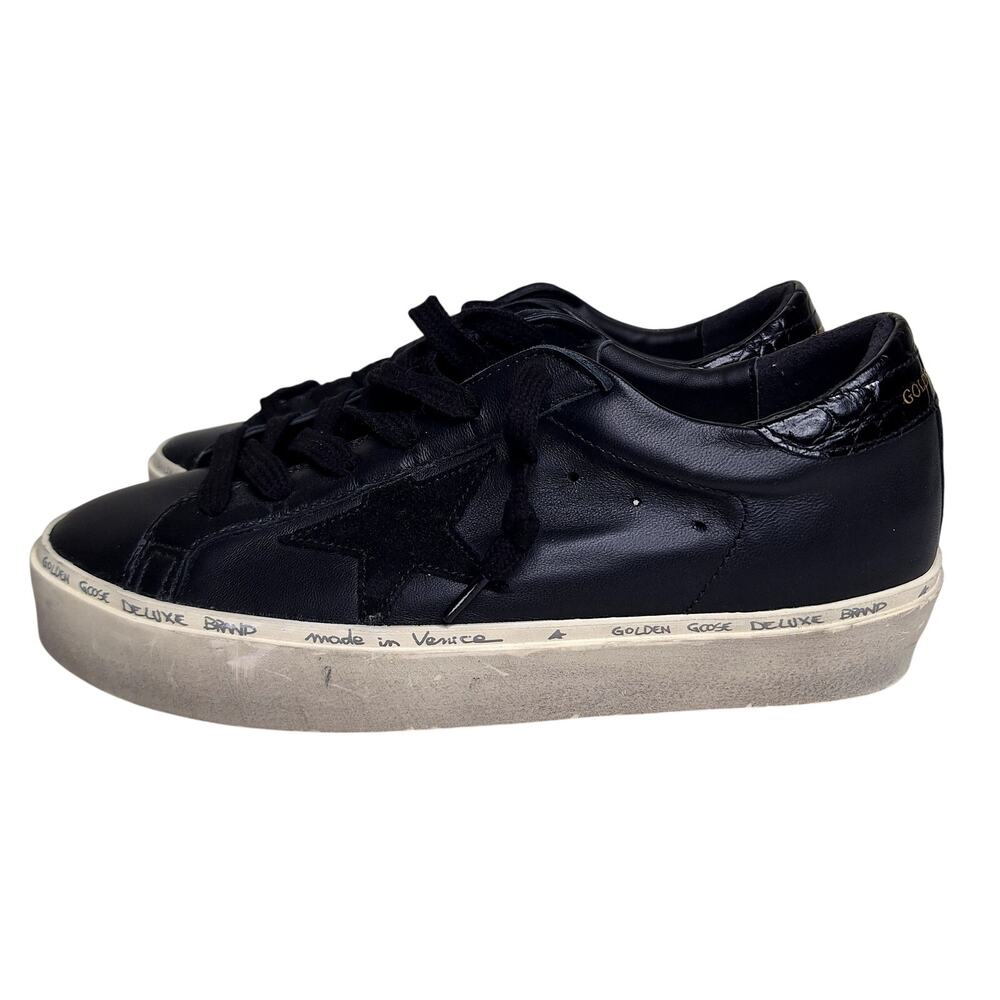 Golden Goose Hi Star Sneakers 38 / US 8 Black on Black Star Platform Leather